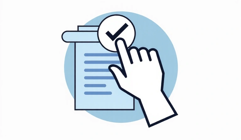 A hand reaching for a document with a checkmark, symbolizing user control over their data and data rights.