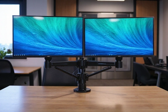 Dual monitor arm stand with cable management